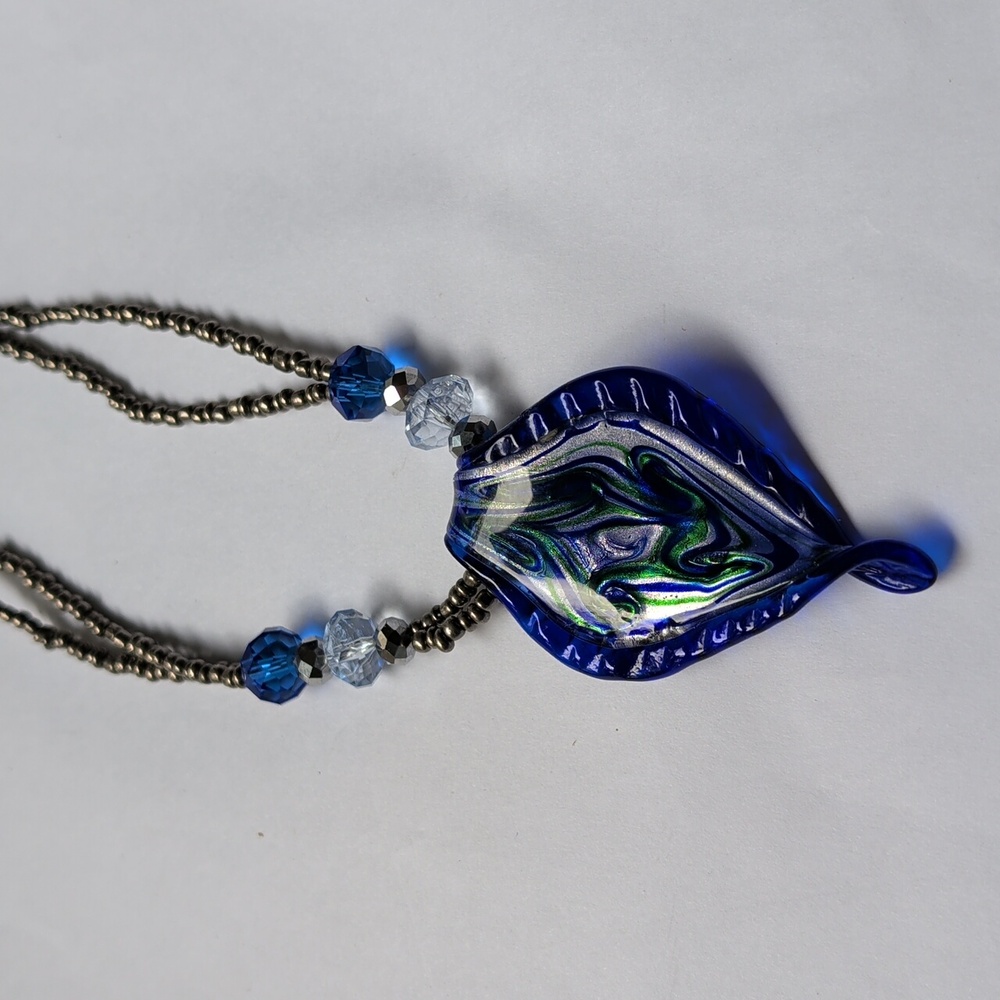 Blue Glass Pendant Necklace